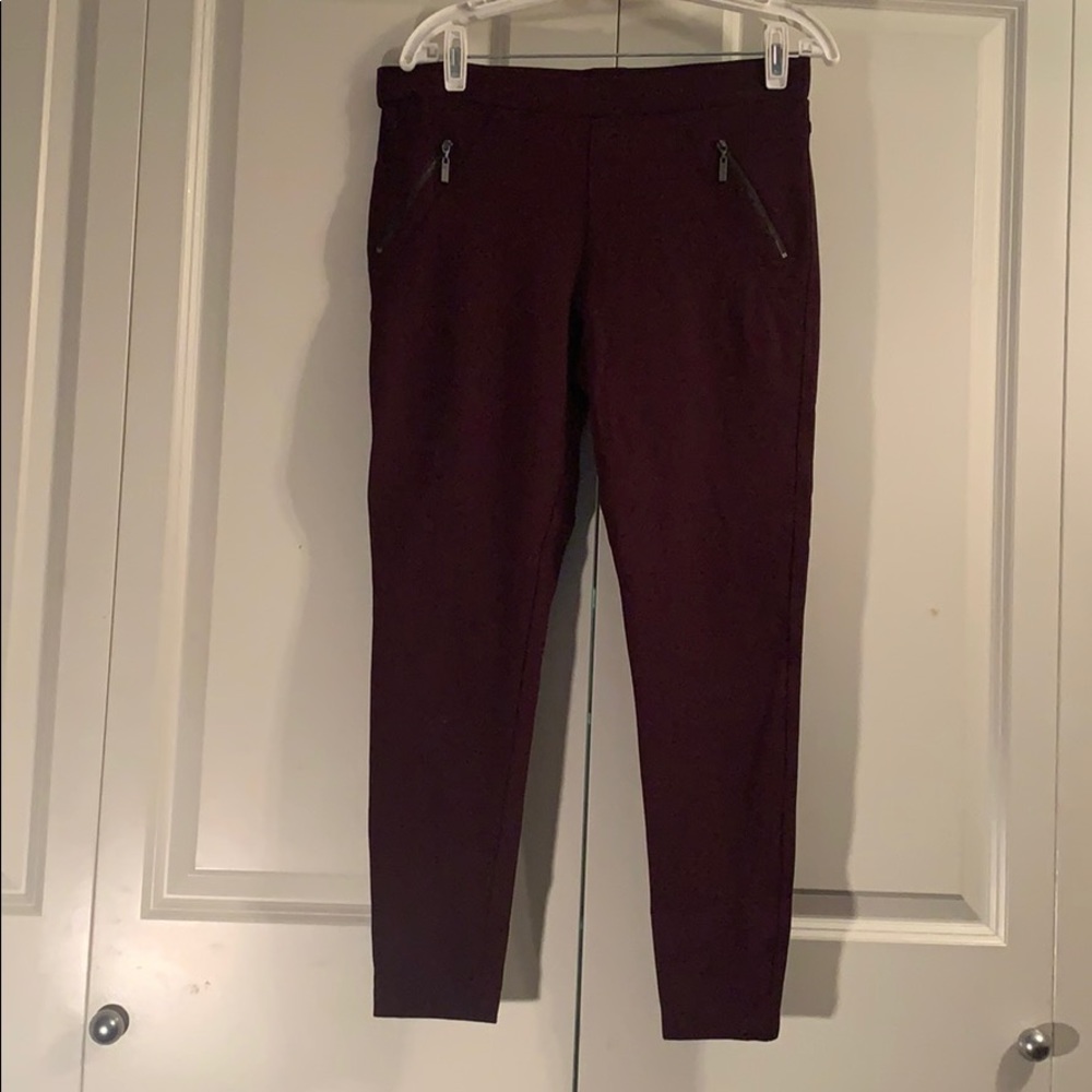 Burgundy Leggings with Pockets